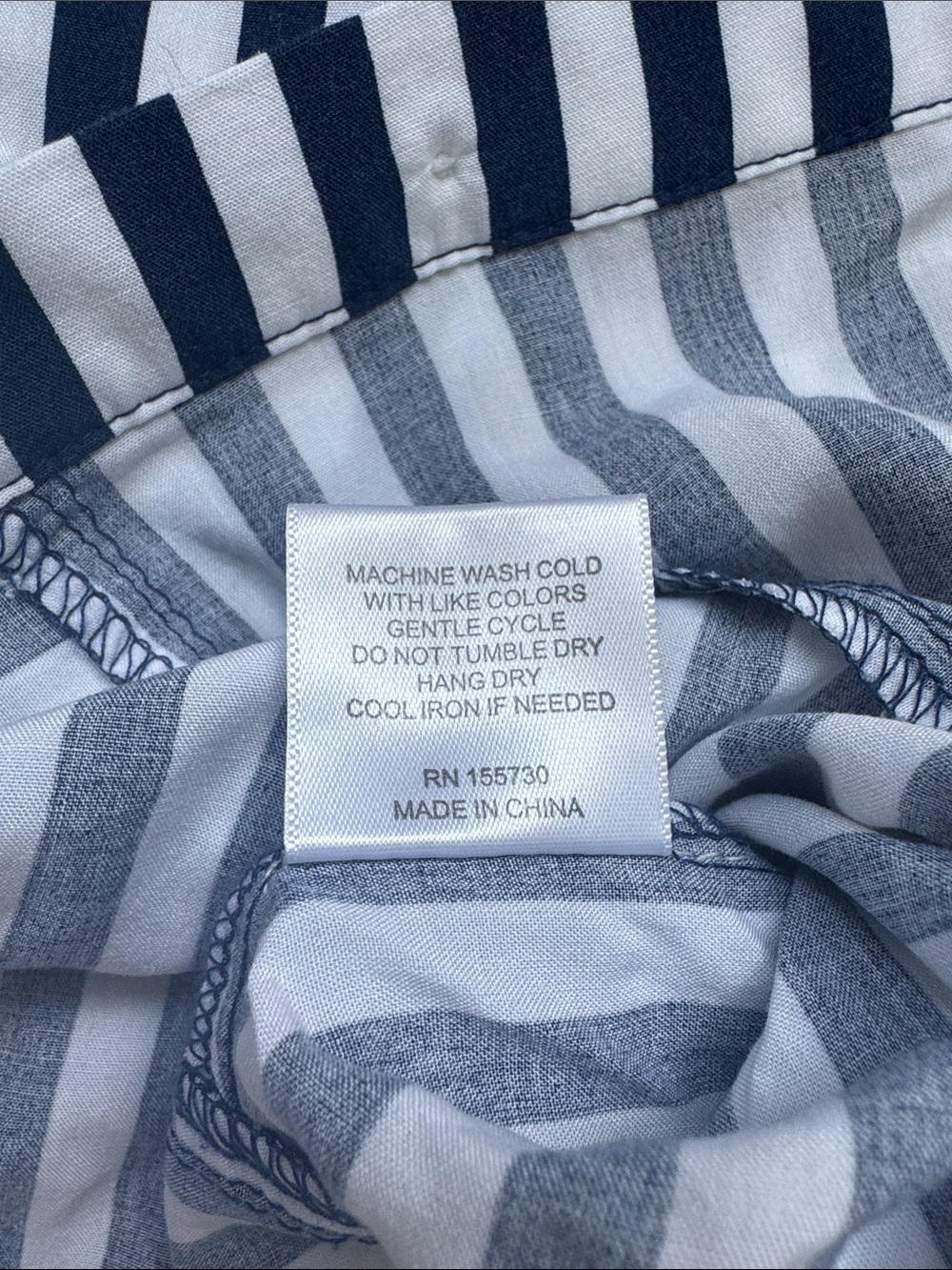 Navy and White Striped Button-Up Shirt - Picture 6 of 7